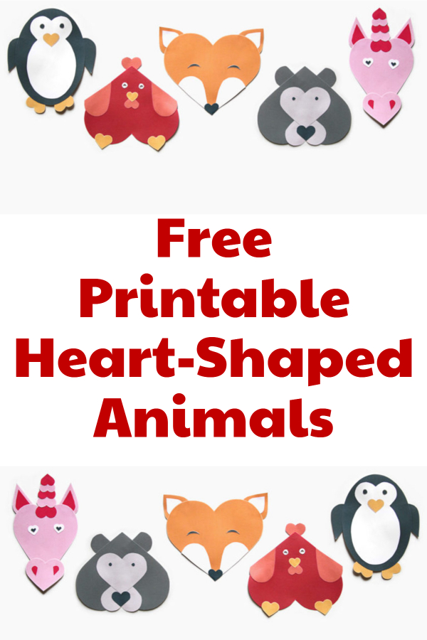 Free Heart-Shaped Animal Printables 